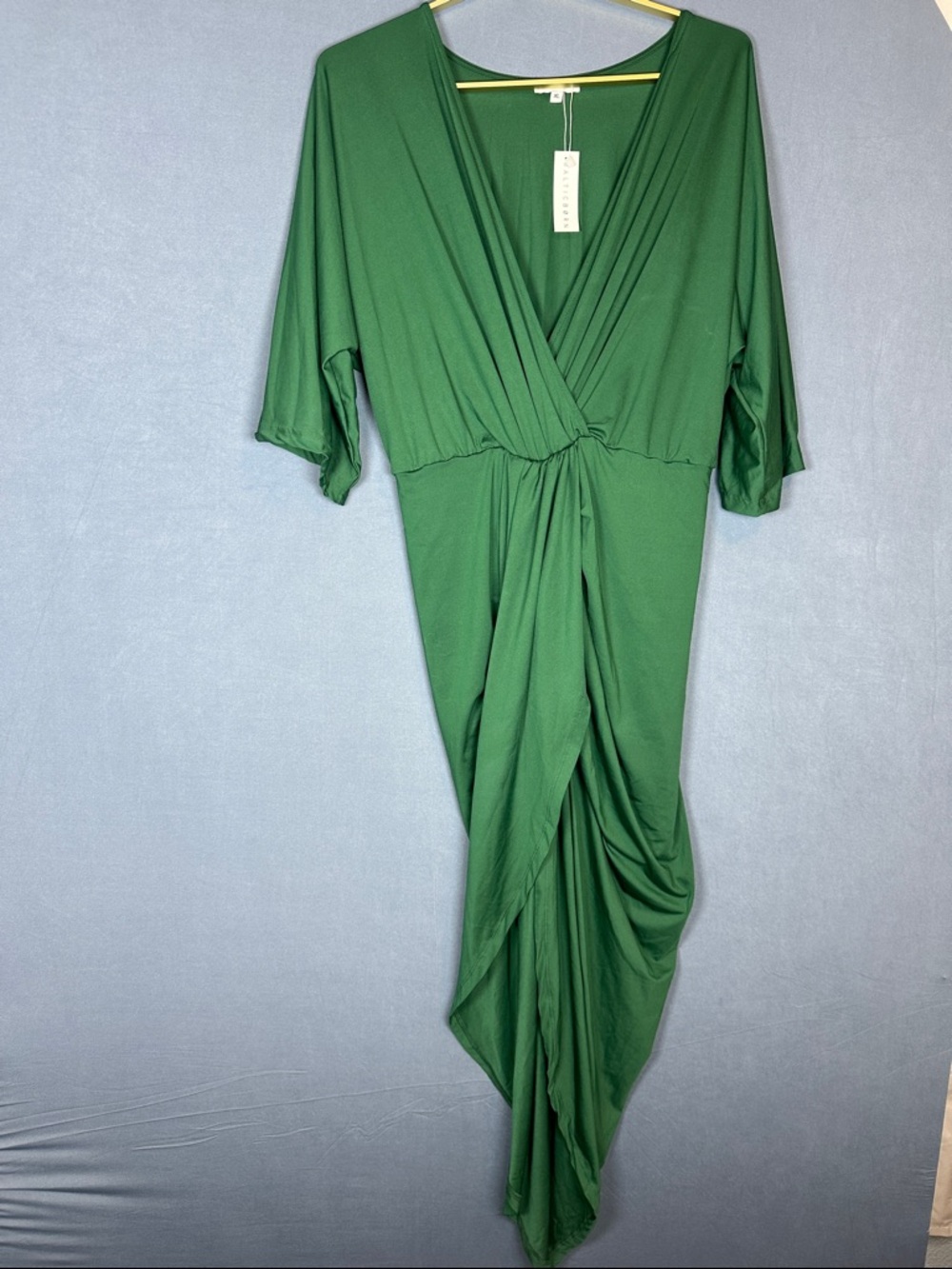 Baltic Born Emerald Green Maxi Dress XL Twist Front Formal Wedding Flattering